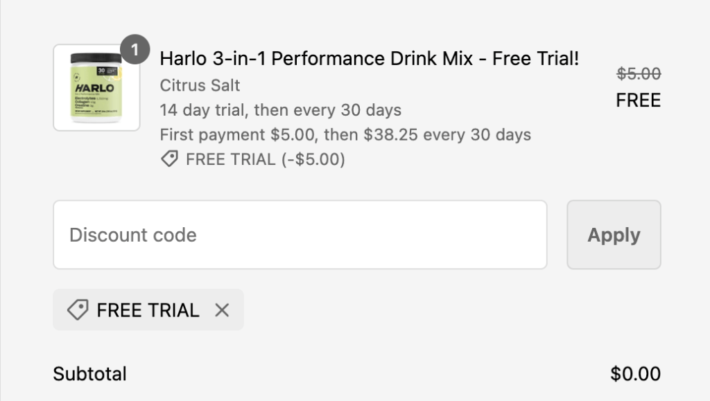 Try Harlo 3-In-1 Performance Drink Mix – Free Trial + 36% Off Monthly Subscription! – Topsave